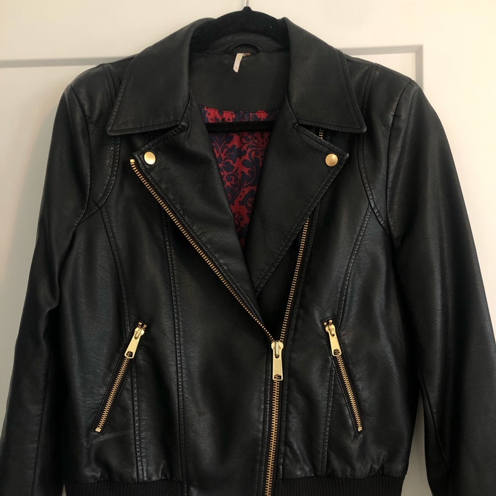 Free People Vegan Leather Modern Bomber Jacket